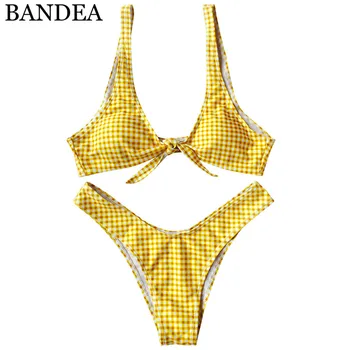 BANDEA Pledas Bikini Komplektas Seksualus maudymosi kostiumėlis Moterims 2018 Kamšalu Biquinis Brazilijos Bikini Moterų Maudymosi Kostiumą, Priekiniai Kaklaraištis maudymosi Kostiumėliai Moterims