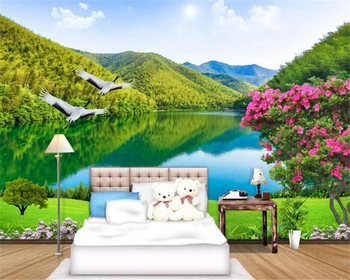 Beibehang Užsakymą tapetai gražių upių ir kalnų, 3D kraštovaizdis TV fono sienos gyvenimo kambario, miegamasis freskos 3d tapetai
