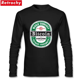 Bitcoin Tees Marškinėliai Mados Long Sleeve T Shirts, O Kaklo Parduoti Prekės Ženklo Drabužių, Negabaritinių Draugu
