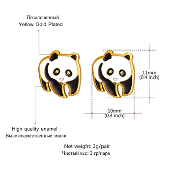 Collare Panda Auskarai Moterims Mielas Gyvūnų Aukso Spalvos Nerūdijančio Plieno Kinijos Simbolis Stud Auskarai Bižuterijos E511