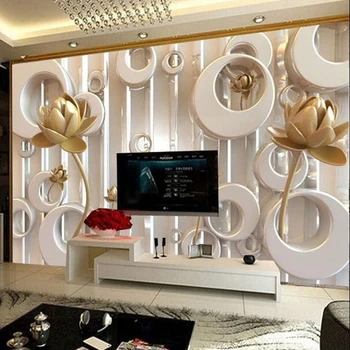 Custom Sienų Medžiaga Šiuolaikinių 3D Iškilumo Golden Rose Ratas Sienų Tapetai Gyvenamasis Kambarys su Sofa-lova, TV Foną, Sienų danga 3D Namų Dekoro