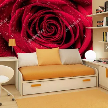 Custom šiuolaikinių tapetų.Raudonos rožės ir lietus,3D foto tapetai, virtuvė, gyvenamasis kambarys sofos fone vandeniui papel de parede
