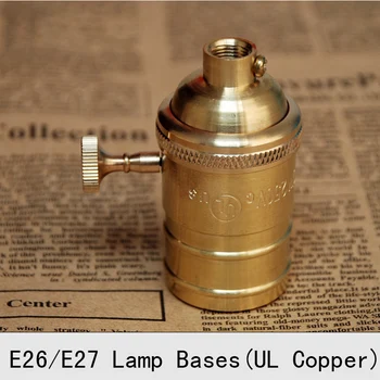 Derliaus Edison Lemputės, Lempos Laikiklis Vario, Retro Aukso Rankenėlę Perjunkite Lempos Lizdas E26E27 UL Aukščiausios Kokybės priedai veltiniams, vilna Lempa Bazės 2VNT/Daug