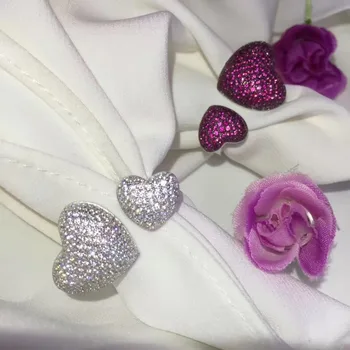 Dvigubos širdys reguliuojamo dydžio žiedas 925 sterlingas sidabro blingbling mielas romantiškas bauda moterų papuošalai nemokamas pristatymas