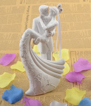 Elegantiška balta vestuvių tortas toppers bučiavosi nuotaka ir jaunikis vestuvių tortas topper figūrėlės vestuvių dekoracijos prekes
