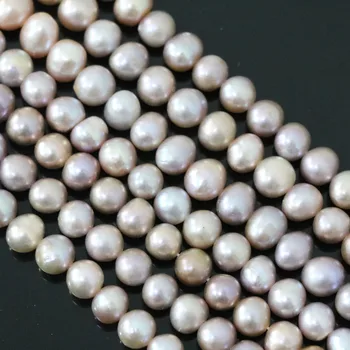 Elegantiškas grožio moterys dovana 7-8mm gamtos violetinė gėlavandenių perlų karoliukai, apvalūs mados didmeninės mažmeninės papuošalai 15inch B1367