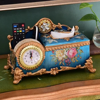 Europos Kūrybos Laikrodis Audinių Lauke Derliaus Daugiafunkcinis Servetėlių Dėžutė Kambarį Kavos staliukas Nuotolinio Saugojimo Dėžutė Apdaila