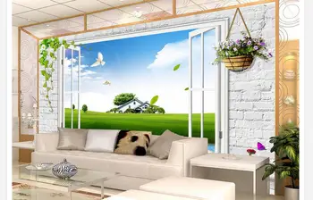 Foto tapetai sienos stereoskopinis 3D langų fone sienos foto tapetų sienos, Namo Apdailos