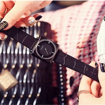 GUOU Prekės ženklo Žiūrėti Mados Aikštė Moterų Laikrodžiai Moterims Laikrodžiai Odos Ponios Žiūrėti Laikrodis bayan siųsti montre femme reloj mujer