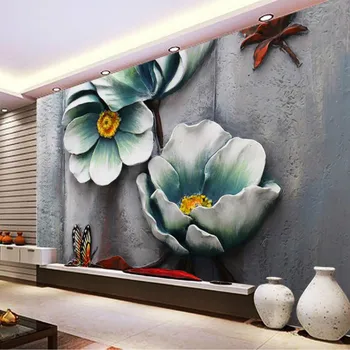 Gėlių reljefinio fono sienos 3D tapetai užsakymą namų tobulinimo 3d sienos popieriaus rulonų tapetų sienoms 3d freskos fone