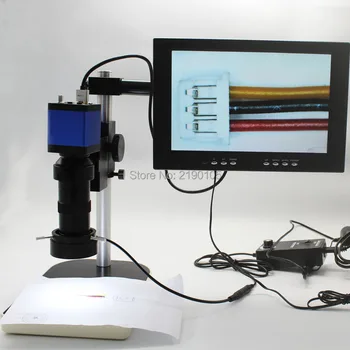 HDMI USB Full HD 1080P Pramonės Mikroskopo vaizdo Kamera+8X-130X C-mount Objektyvas+Workbench+Reguliuojamas LED Šviesos+10-colių Monitorius
