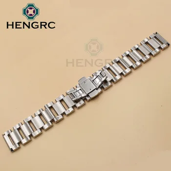 HENGRC Metalo Watch Band Apyrankę Moterų Mados Nerūdijančio Plieno, Poliruoto Žiūrėti Dirželis Vyrų Watchbands Laikrodžių Priedai 20mm 22mm