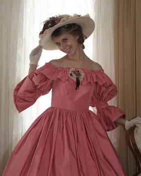 Istorijos!Klientų padarė Viktorijos suknelė 1860 m pilietinio karo Suknelė Scarlett Teatro Kostiumas Helovinas Renesanso Suknelė V-514