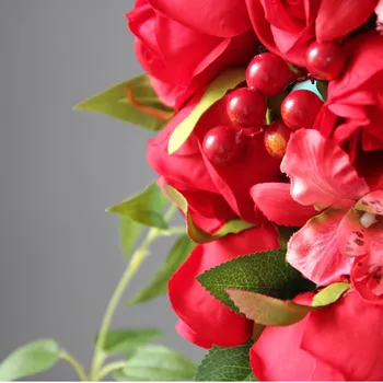 JaneVini 2018 Šilko Raudona Krioklys, Vestuvių Puokštės, Vestuvių Rankų darbo Rožė, Gėlės, Vestuvių Puokštės Domino Bouquet De Mariage