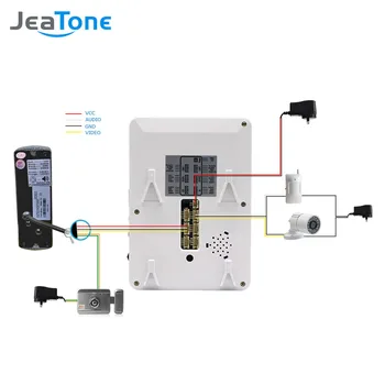 JeaTone 4 Colių Vaizdo Doorbell Duris Telefono Intercom System Monitor Išlaisvinti Elektroninis Užraktas Vaizdo Įrašymo Nuotrauka Atsižvelgiant 1200TVL