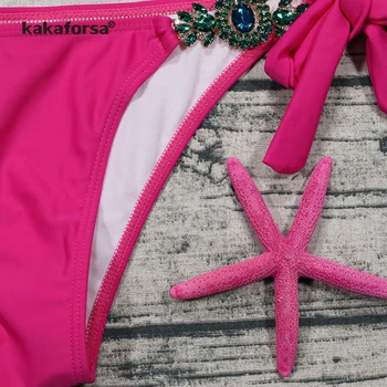 Kakaforsa 2018 Seksualus Diamond Bikini Nustatyti Moterų Apynasrio Tvarstis Bikini Ponios Push Up Maudymosi Kostiumėliai, Brazilijos Biquini Paplūdimio Maudymosi Kostiumas