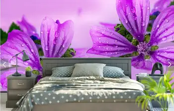 Kinijos Violetinė gėlių sienos popieriaus freskomis už Sofa-lova, TV Foną, 3D susisiekti popieriaus tapetai orchild gėlių foto sienų tapetai