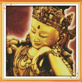 Laisvalaikio Buda sėdima namų Dekoro paveikslų skaičiuojami spausdinimo ant drobės DMC 11CT 14CT rinkiniai Kryželiu siuvinėjimo Rinkinių rankdarbiams