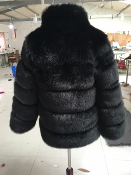 Lisa Colly Moterų Žiemos Prabanga Dirbtiniais Fox Fur Coat Slim Ilgos rankovės, apykaklė kailis Dirbtiniais Kailiais Striukė Outwear Moterų Padirbtų Kailių Paltai