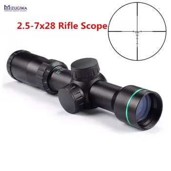 MIZUGIWA Taktinis Optinį Taikiklį 2.5-7x28 Riflescope Tinklelis Optinį Taikiklį Oro Šautuvas taikymo Sritis Medžioklės Caza Airsoft Vandeniui