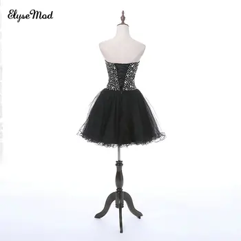 Modernus-Line Brangioji Trumpas Juodas Prom Dresses Mini Puošnios ir Krištolo Prom Šalis Oficialų Suknelė