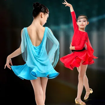 Mokymo Mergina lotynų Dancewear Konkurenciją Šokių Suknelės Vaikams Cha-Cha Valsas Kostiumas Vaikas lotynų Šokių Suknelė Mergaitėms