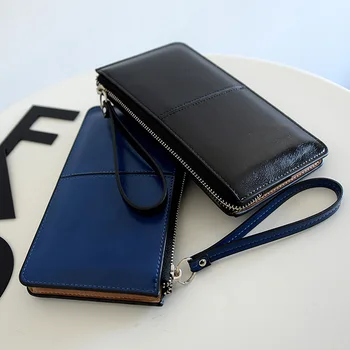 Moterys, garsaus prekės ženklo Naftos vaškas oda, užtrauktukas sankabos piniginės moteriškos piniginės lady Multi-funkcija telefono krepšys
