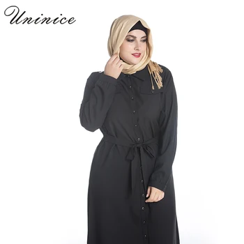 Musulmonų Suknelė Juoda Plius Dydis Abaja Moterų turkų Arabų Drabužių Islamo Chalatas ilgomis Rankovėmis su Islamo Varčias Marškinėliai Ilgi susagstomi megztiniai