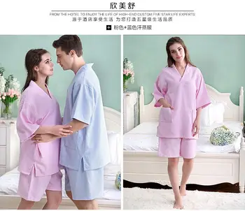 Naujas grynos Medvilnės medžiagos paprasto spalvos maudymosi chalatai skraiste Unisex plius dydis pižama, pirties drabužiai nustatyti pliurpalas nightshirt Sleepwear