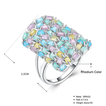 Naujas Hot spring multi spalvinga žiedų moterų aneis stačiakampio zirconia papuošalai Prabangos Aksesuarų, papuošalų Mados žiedas