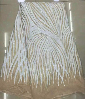 Nemokamas Pristatymas!Aukštos Kokybės prancūzų Šilko Medžiagos Gražus Afrikos Nėrinių Audinys Su Blizgančiais vestuvinių suknelių L9161