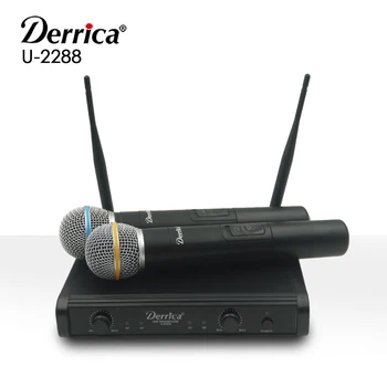 Nemokamas pristatymas! Derrica U-2288 Profesionalių UHF Bevielis Mikrofonas Karaoke Sistema su Dviguba U-288 Rankinį Siųstuvą Microfone