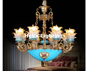Nemokamas Pristatymas Europos Jade Cinko Lydinys, Mėlyna Žvakė Krištolo Sietynas, LED Šviesos Miegamieji, Valgomasis Kambarys, Poilsio Zona Hotel Lempos