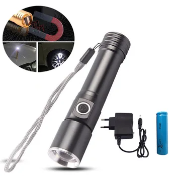 Nešiojamų Q5 led žibintuvėlis su Magnetu Lanterna LED 18650 Taktinis flash žibintuvėlis Galingas 1600 Liumenų Zoomable Linterna