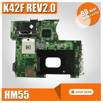 Original K42F Rev 2.0 GMA HD USB2.0 HM55 PGA989 DDR3 VRAM Main Board For Asus K42F Notebook Motherboard P42F fully tested