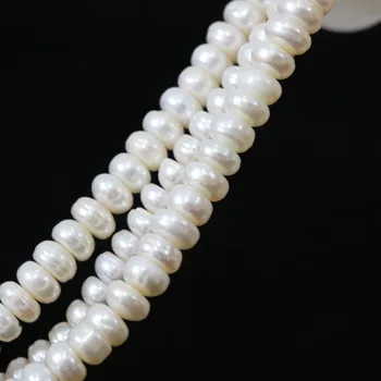 Pakabukai gamtos kultūringas gėlavandenių baltųjų perlų karoliukus, abacus 6*8mm moterų 
