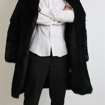 Pasukite žemyn apykaklės natūralūs triušio kailiniai striukes vyrams, ilgai stiliaus tikro kailio viršutiniai drabužiai, paltai kailio paltas 2018 m. rudenį wintr