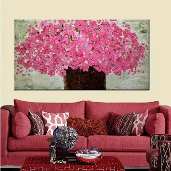 Rankomis Dažyti Abstrakčiai Gama Peiliu, Vaza, Pink Gėlių Aliejus, Tapyba Ant Drobės, Pink Gėlių Sienos Nuotrauka Kambarį Namų Dekoro Meno