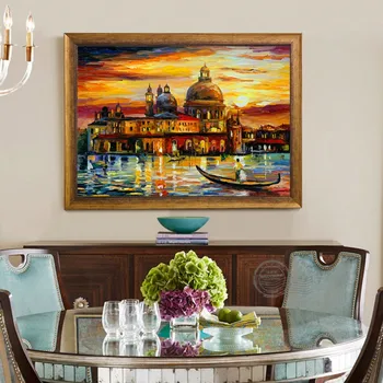 Rankomis dažyti drobės kraštovaizdžio aliejaus tapybai venecija didžiulės pilies abstrakčių paveikslų paletės peilis namų dekoro kambarį