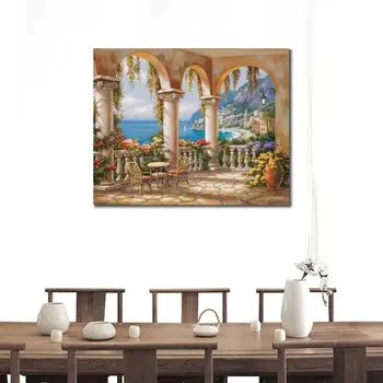 Rankomis Dažyti šiuolaikinės dekoratyvinės dailės pakrančių peizažai Naftos tapyba ant drobės Medi Arka, sienų dekoras Aukštos kokybės