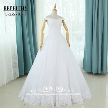 Realios Nuotraukos Vestido De Novia A-Line Wedding Dresses Grindų Ilgis Individualų Pigūs Nuotakos Suknelė Ilgai Nėrinių Nuotakos Suknelė Naujas Dizainas