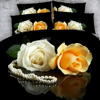 Royal Lino Šaltinis Markės 6 Dalių Vienam Nustatyti Romantiškų Raudonų Rožių ir Meilės Pranešimą 3D lovos komplektas su 3D lova, drabužių