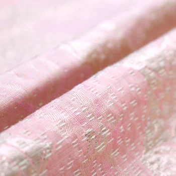 Rožinė žakardo audinio dizaineris super gražus gradientas poveikis šilko žakardo mados audinio suknelė