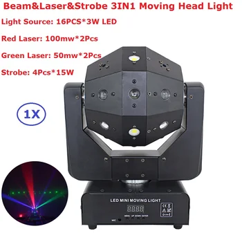 Strobe & Pluošto & Lazerio 3IN1 LED Judančios Galvos Žibintai 16X3W RGBW Vienos Spalvos LED Judančios Galvos Šviesų Su 16/18 DMX Kanalai