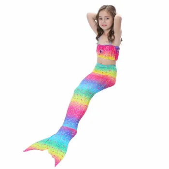 Swimmable Undinėlės uodega uodega Bikini rinkiniai 3pcs + Monofin Princesė Suknelė Mergaitėms Vaikas cosplay maudymosi kostiumėlį, maudymosi Kostiumėliai,