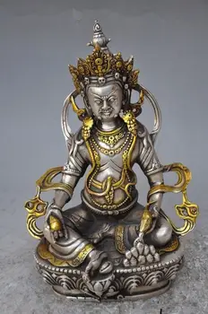 TNUKK Senovinių namų puošybai Tibeto Sidabro Vario Paauksuota Tibeto Budizmas Statula -- Baltoji Tara Buda metalo rankdarbių.