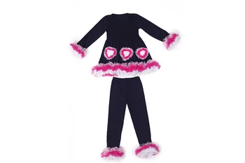Vaikų boutique drabužių rudenį, žiemą kūdikių komplektus kūdikių mergaičių medvilnės marškinėliai ir ziajać į rinkinius, skirtus Valentino Dieną