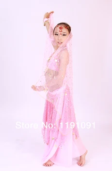 Vaikų pilvo šokių drabužius indijos šokio kostiumų nustatyti, vaikas, vaikų šokio S-M, 5 spalvų jūsų pasirinkimas