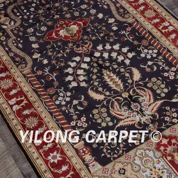 YILONG 3'x5' Tabriz šilko ilgalaikį kilimą, rankų darbo tamsiai mėlyna persų rytų kilimėliai už melstis (YHW337B3x5)