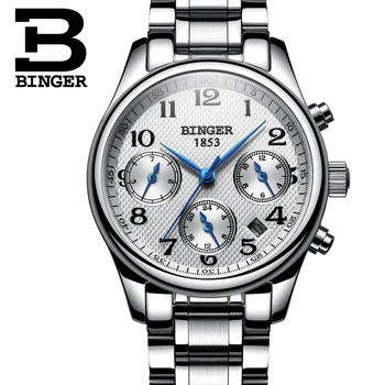 Šveicarija BINGER Moterų Laikrodžiai Prabangos Prekės Kvarco Žiūrėti Moterų Vandeniui Relogio Feminino Safyras Laikrodis Laikrodžiai B-603W
